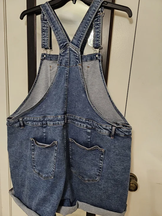 Ava & Viv Blue Denim Short Overalls - Picture 2 of 4